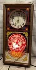 Vintage Rainier Beer Lighted Clock Sign 1980's WORKS