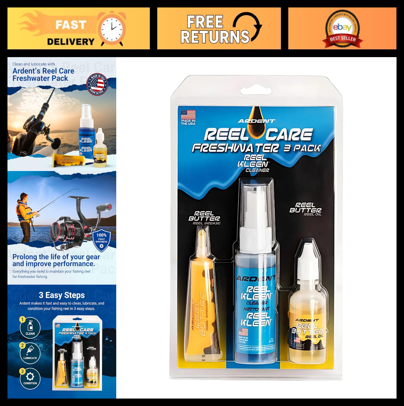 Freshwater Fishing Reel Care Pack - Long Lasting Protection,