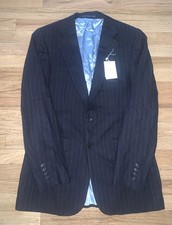 NWT  Charles Tyrwhitt Mens Navy Stripe Classic Fit Suit Jacket Sz 38L Wool