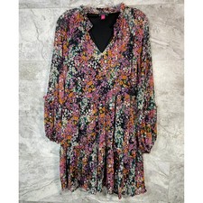 Vince Camuto Women's Small Floral Multicolor Ruffle Neck Tiered Mini Dress