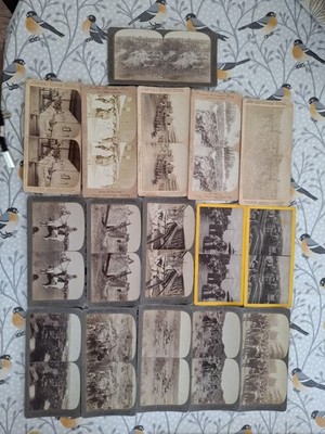 Restposten 16 antike Stereoskop Betrachter Stereo Fotokarten Kriegsgeschichte um 1800 s