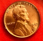 1947-P Lincoln Wheat Cent Penny GEM RED BU From an Original Bank Roll