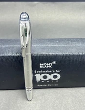 Montblanc Starwalker Roller Check Silver Body + Clip Ballpoint Pen Black Ink