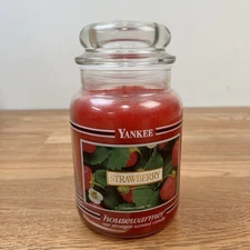 Yankee Candle Strawberry 22oz Retired Vintage Black Band NEW