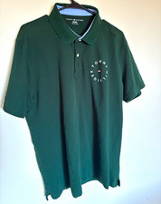 Tommy Hilfiger Men's XL Green Solid Knit Polo Shirt Short Sleeve Logo Button