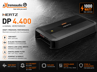 Hertz DP 4.400 4-Kanal Verstärker Endstufe Amplifier 1000 Watt