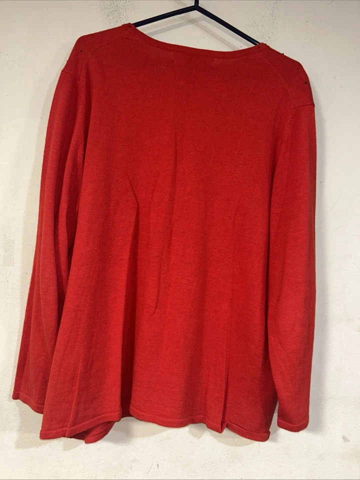 Vintage Hampshire Studio Red Cardigan Beaded Christmas Holiday Party Sz 2X** - Image 3 of 4