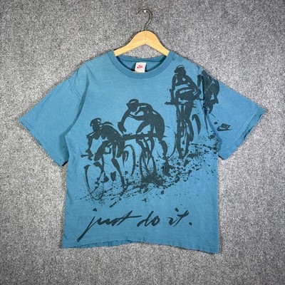 Vintage Nike ACG Shirt Mens Medium Blue 80s USA Bicycle AOP Mowabb RARE Teal