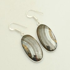 Iron Tiger Eye Gemstone Handmade Drop Dangle Earrings Jewelry Gift 1.8
