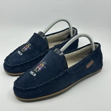 Polo Ralph Lauren Mens Blue Holiday Brenan Bear Moccasin Slippers- Size 8