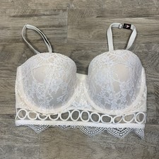 Victoria Secret Dream Angels Lace Multi-way Bra White Scalloped Size 32 DD New