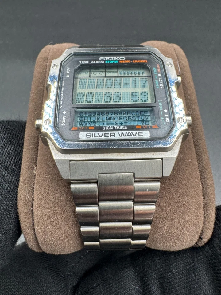 Reloj de mesa digital Seiko Silver Wave D409-5030 signo exclusivo del mercado japonés G Foto 3 de 4