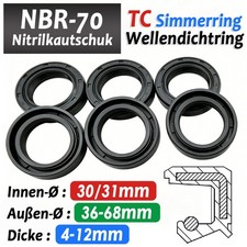 TC Simmerring NBR-70 Wellendichtring Dichtung Innen-&Oslash; 30mm/31mm, Au&szlig;en-&Oslash; 35-68mm