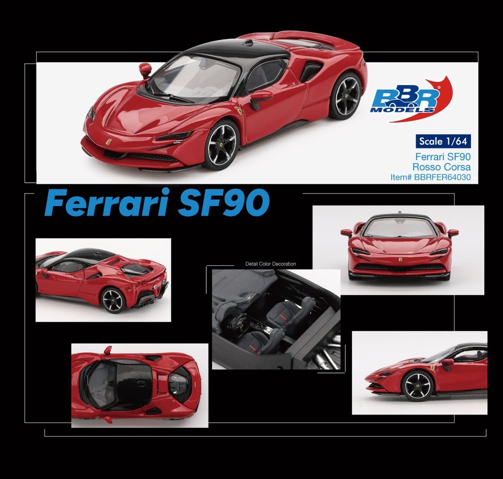BBR 1/64 Ferrari SF90 Rosso Corsa Diecast Model Car