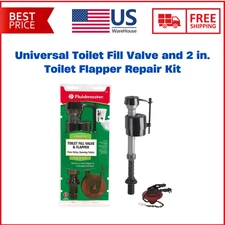 Fluidmaster Universal Toilet Fill Valve & 2 in. Flapper Repair Kit Easy Install