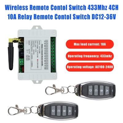 4CH Funkschalter System Relais Funk Empfänger Modul 12/24V +433Mhz Fernbedienung