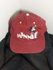 Minnie Mouse Embroidered Baseball Cap Disney Store Maroon Adjustable Snapback