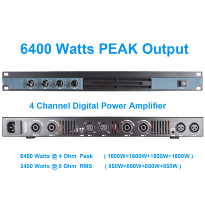 MiCWL 4 Channel Digital Power Amplifier 6400W 4x850 Watts Drive Audio Speakers