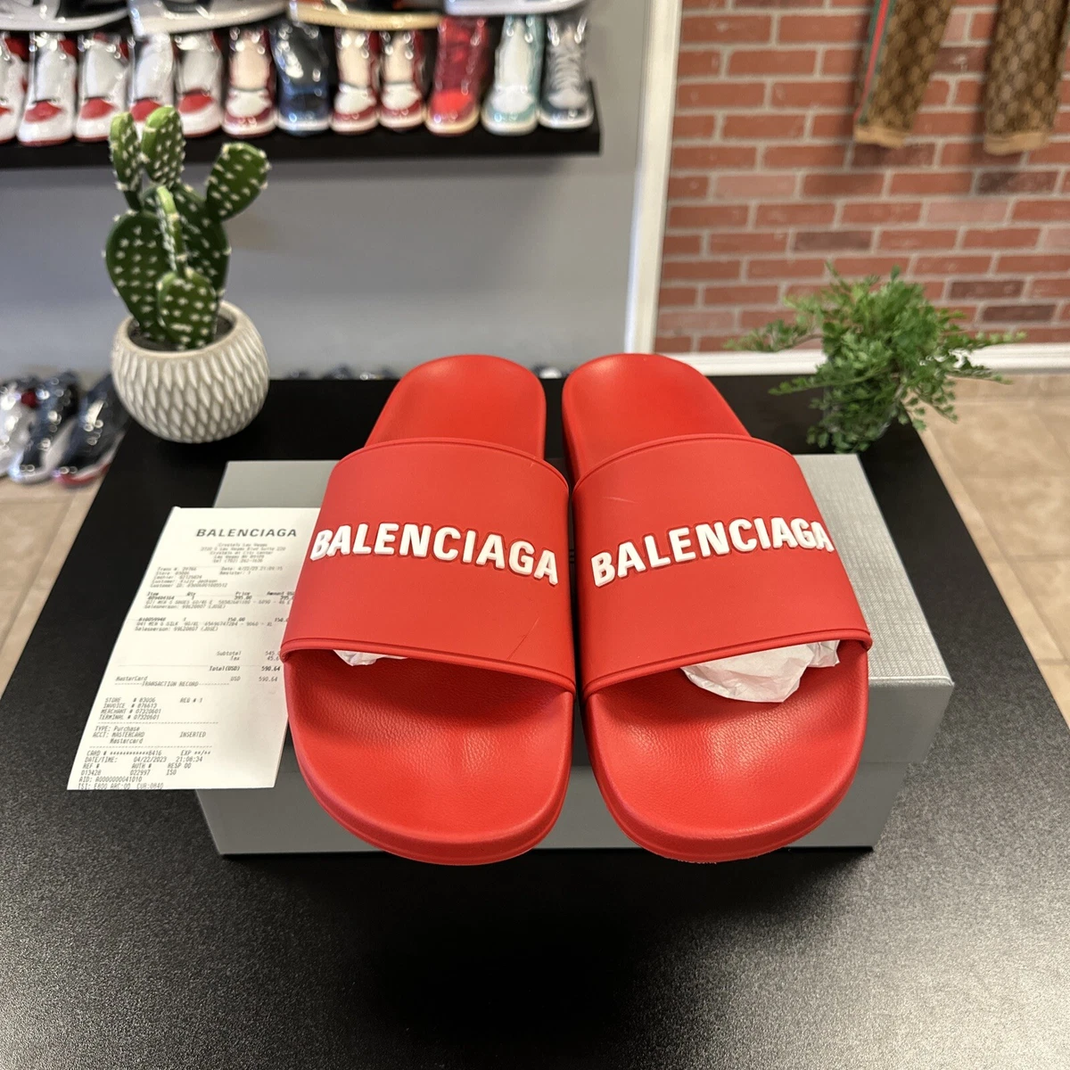 Authentic Balenciaga Pool Slides in Red Size 46 Euro 13 USA