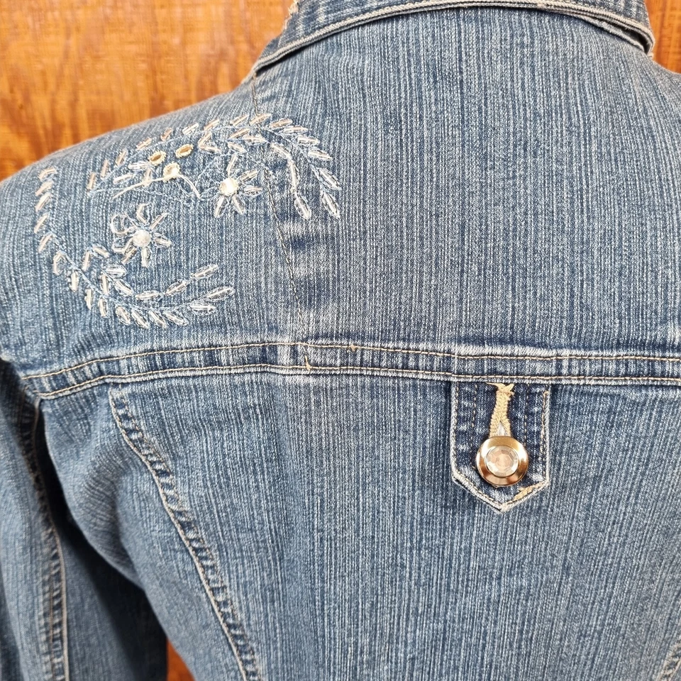 Blassport 弹力女式蓝色牛仔夹克 S 码小号 — 第 4/4 张图片