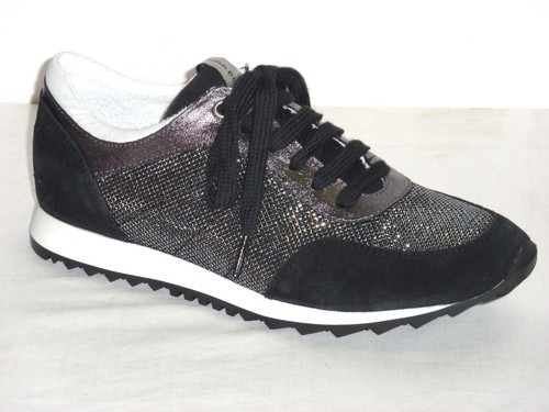 TOSCA BLU SCARPE TENNIS SNEAKERS DONNA PELLE NABUK NERO TESSUTO ARGENTO  n.39 | eBay