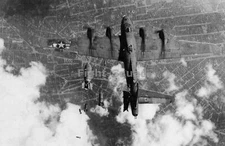 WW2 Picture Photo B-17G Fortress Miss Donna Mae II over Berlin damaged left 2438