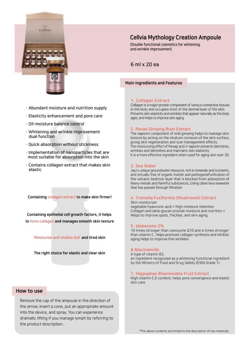 CELLVIA Mythology Creation Ampoule 6ml x20 / Korean Stem Cell Skin