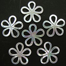 6 Pcs. MOP Natural Mother of Pearl in Flat Flower Form 20x20 MM.