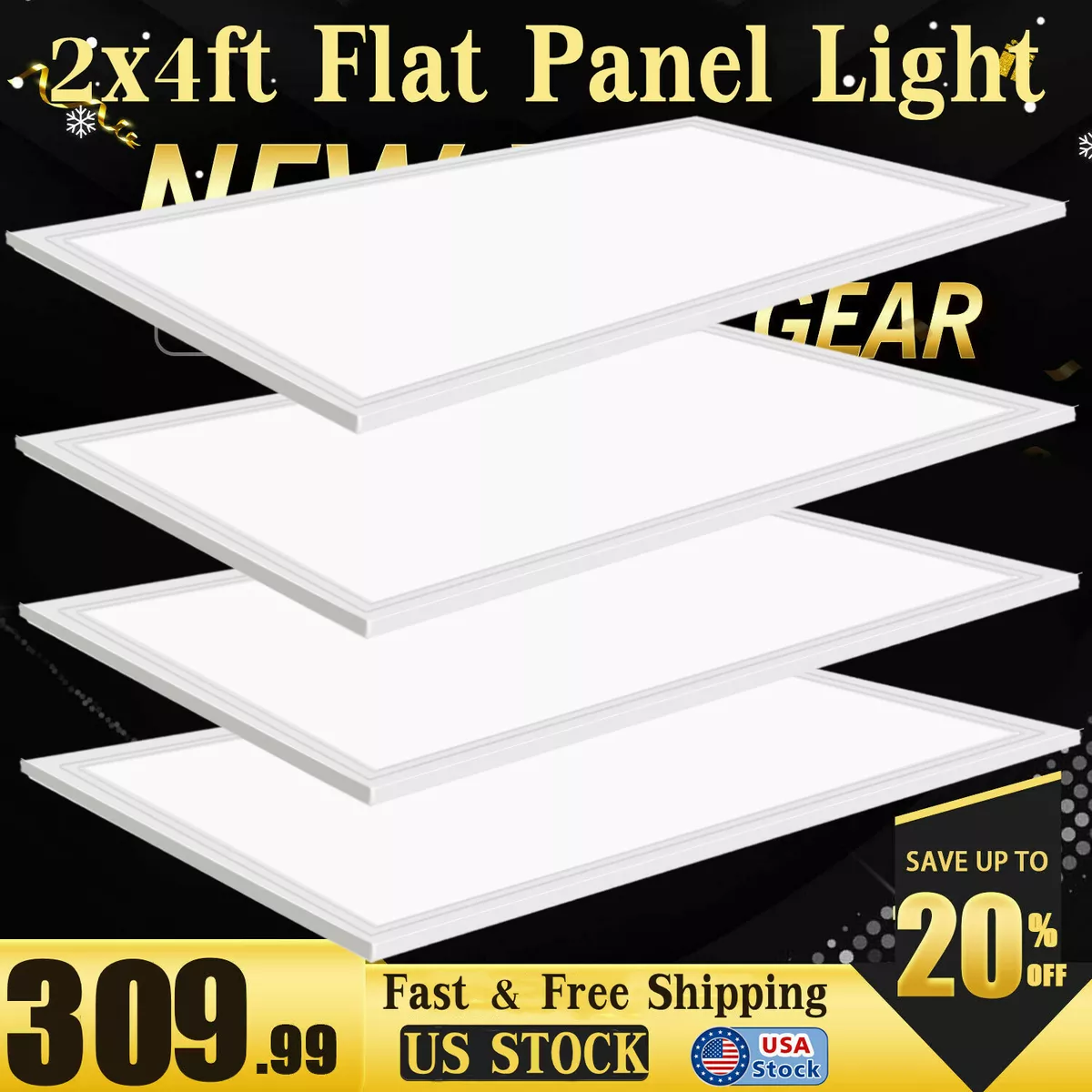 2 x 4 led flat panel light outlet