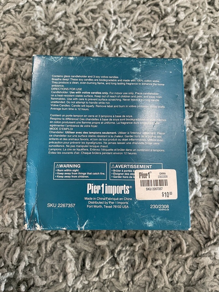 Pier 1 One Imports OCEANS Scented Gift Set 2 Votive Candles And Holder