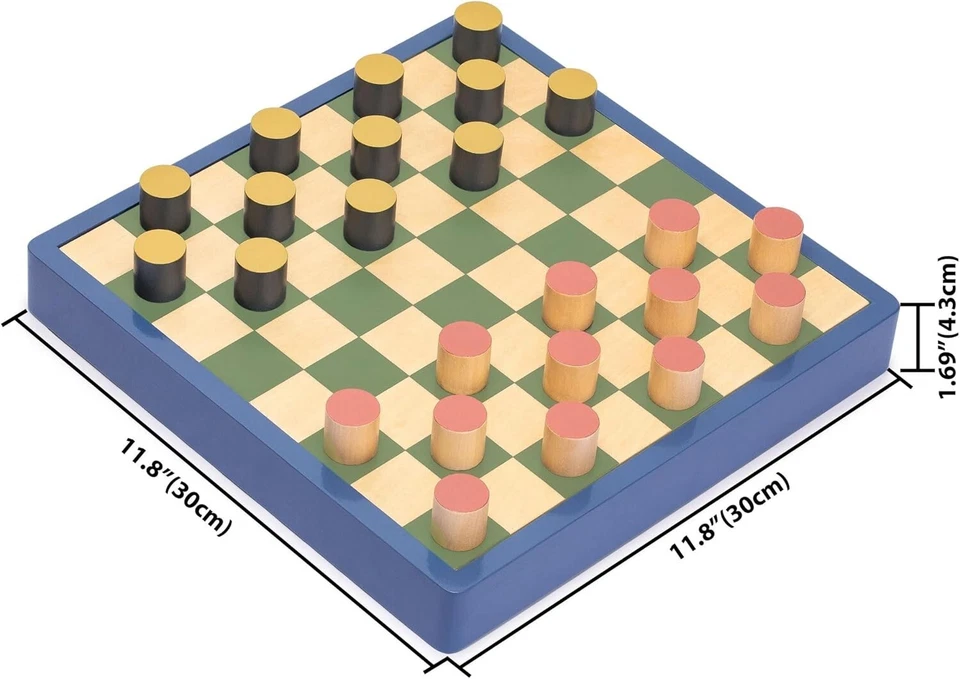 Juego de ajedrez y damas/dibujos 2 en 1 "Flip & Play" - Juego de mesa clásico de madera Foto 3 de 4