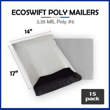 15 14x16 EcoSwift Poly Mailers Plastic Envelopes Shipping Mailing Bags 2.35MIL