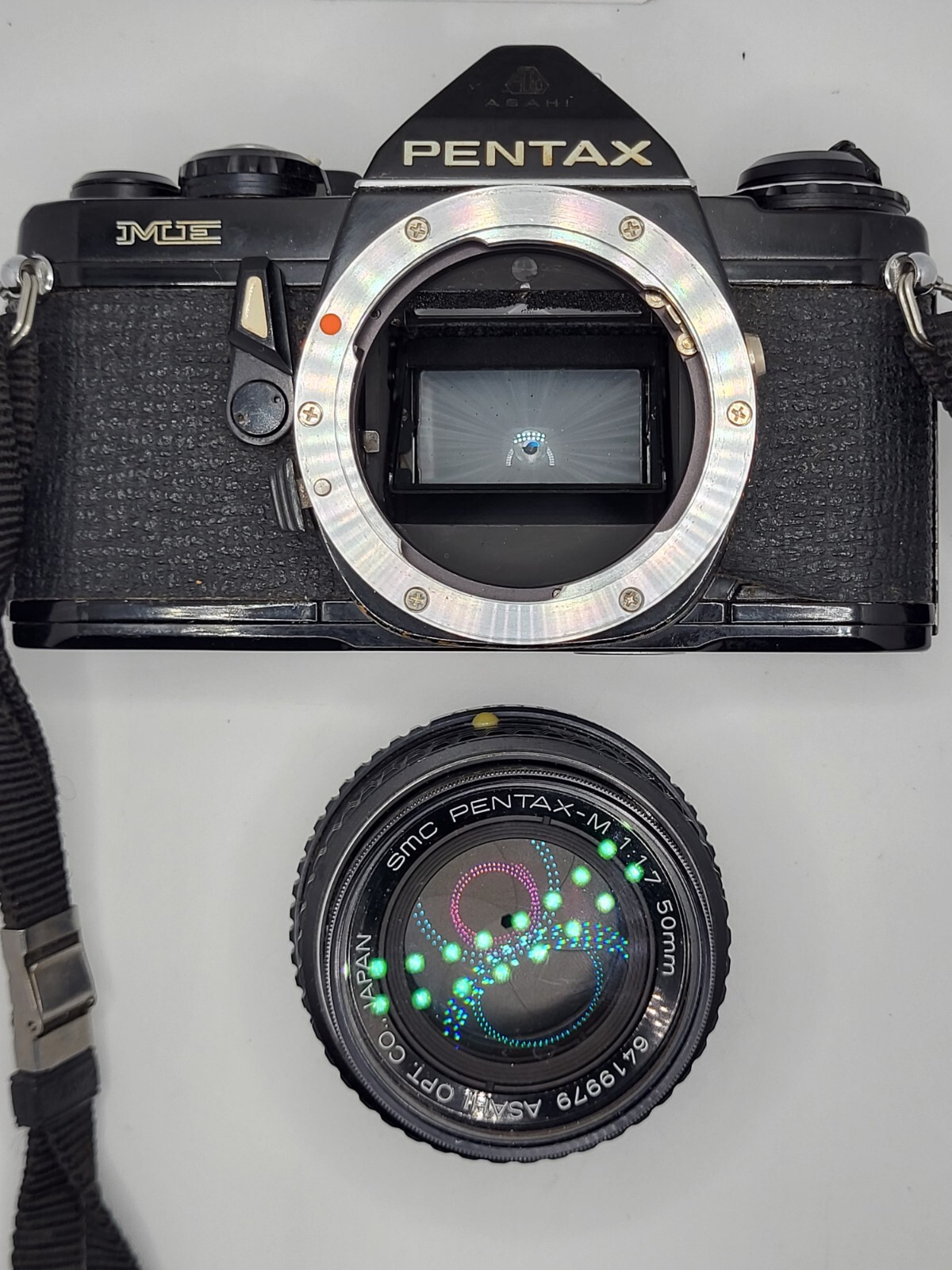 Asahi Pentax ME Black, 35mm SLR camera with Pentax SMC 50mm f/1.7 lens