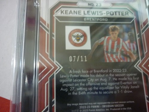 Keane Lewis-Potter 2022-23 Panini Obsidian #23 RC White Pulsar 7/11 SGC 9.5 - Picture 4 of 4