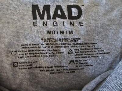 Women's Mad Engine Cut Off T-Shirt Short Sleeves Size Medium USA