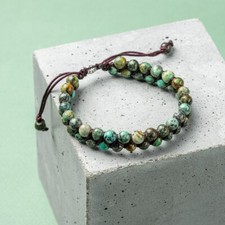 Natural African Turquoise Stone Bracelet Green Stone Double Layer Bracelet