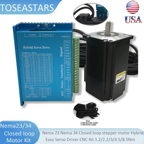 Nema23 Nema34 Closed-loop Stepper Motor 1.2Nm~12Nm Hybrid Servo Driver Kit CNC
