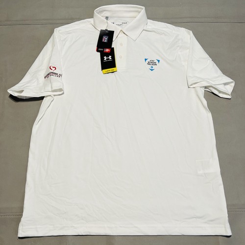 Under Armour PGA TOUR Heat Gear Golf Polo Active Shirt White UPF 50-L Loose-8586