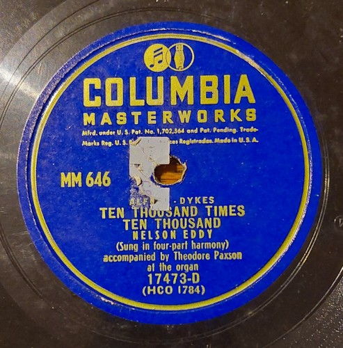78 rpm Columbia MM 646 17473-D Nelson Eddy Gospel Spiritual Record - Picture 3 of 4