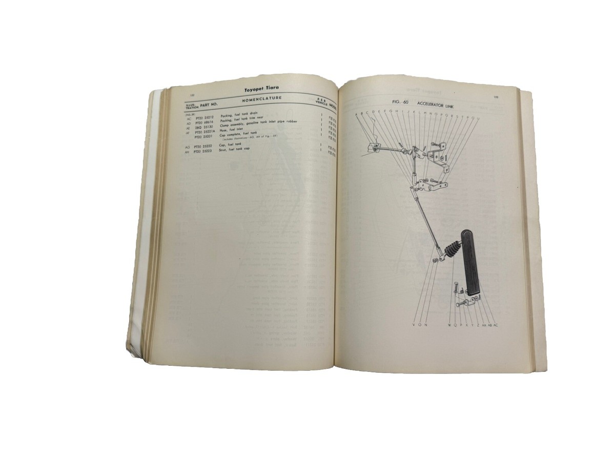 Toyota Tiara 1960-1966 OEM Parts List Catalog Illustrated Manual