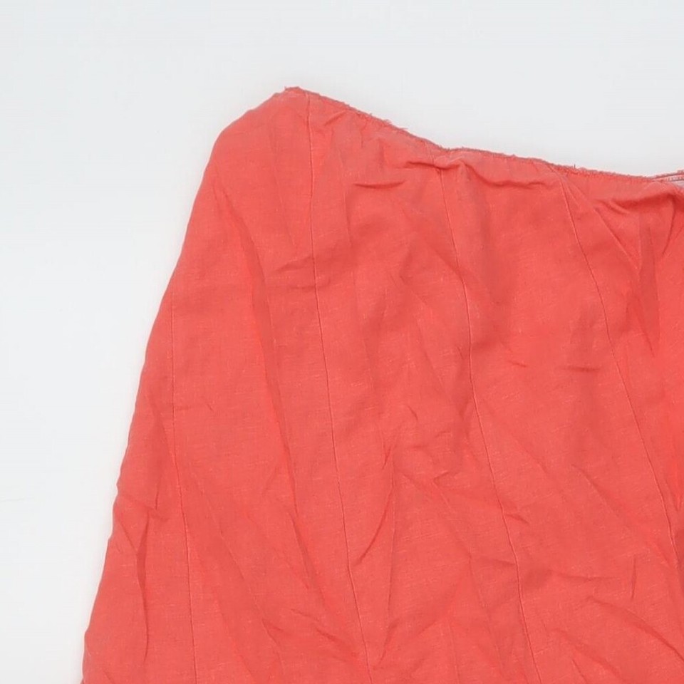 Marks and Spencer Womens Orange Linen ALine Skirt Size 12 eBay