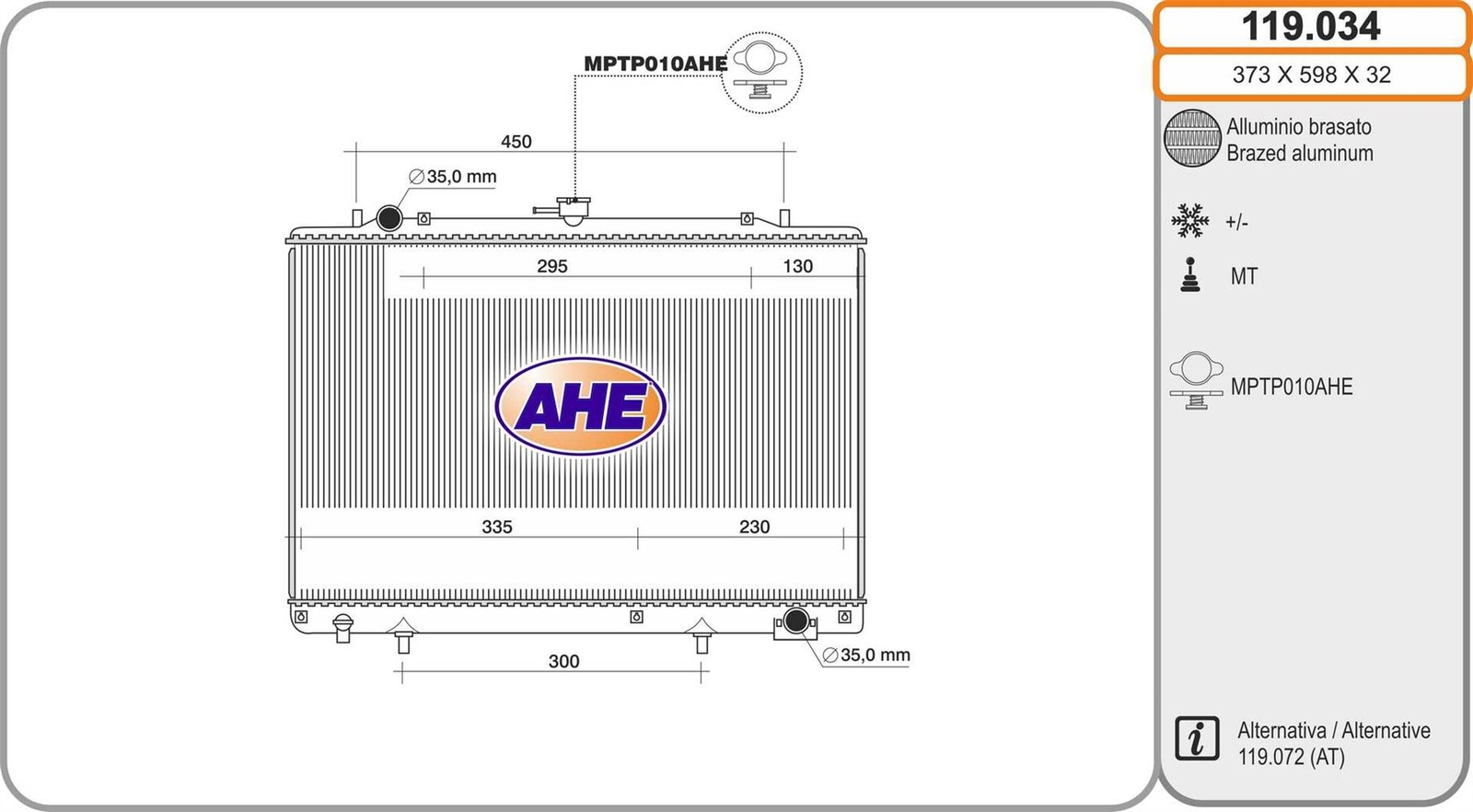 Radiateur Mitsubishi L200 2.5 D et Pajero II en aluminium de remplacement standard