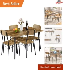 Modern 5 Piece Kitchen Dinette with Comfortable Chairs - Perfect for Small Areas