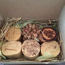 Gift Box of 6 Handmade Botanical Aromatherapy Soaps mandarin lavender cinnamon 