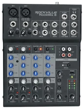 Rockville ROCKMIX 8 Channel Mixer w USB Recording Interface+Compressor+Bluetooth