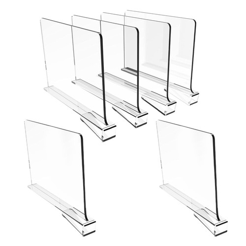 6 Pcs Shelf Dividers for Closet Organization Clear Organizer Cabinet
