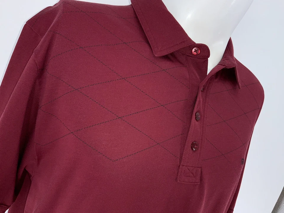 Camisa Polo de Golf Travis Mathew L Hombres Borgoña Algodón Poli Perú YGI U3-88 Foto 3 de 4