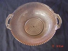 Vintage  Pink Depression Glass  Ribbed Serving Bowl With Handles!