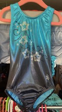 NWT SNOWFLAKE Gymnastics Dance LEOTARD CL large TEAL BLACK OMBR 