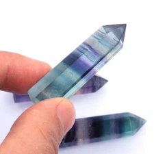 50-60mm Natural Fluorite Quartz Crystal Point Stone Healing Hexagonal Wand Decor